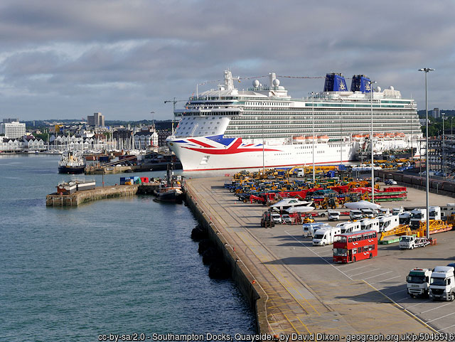 Port of Southampton, UK, with cruise ship