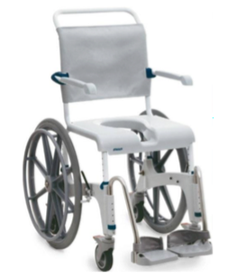 Height Adjustable Self-Propelled Shower Commode Chair with leg rests