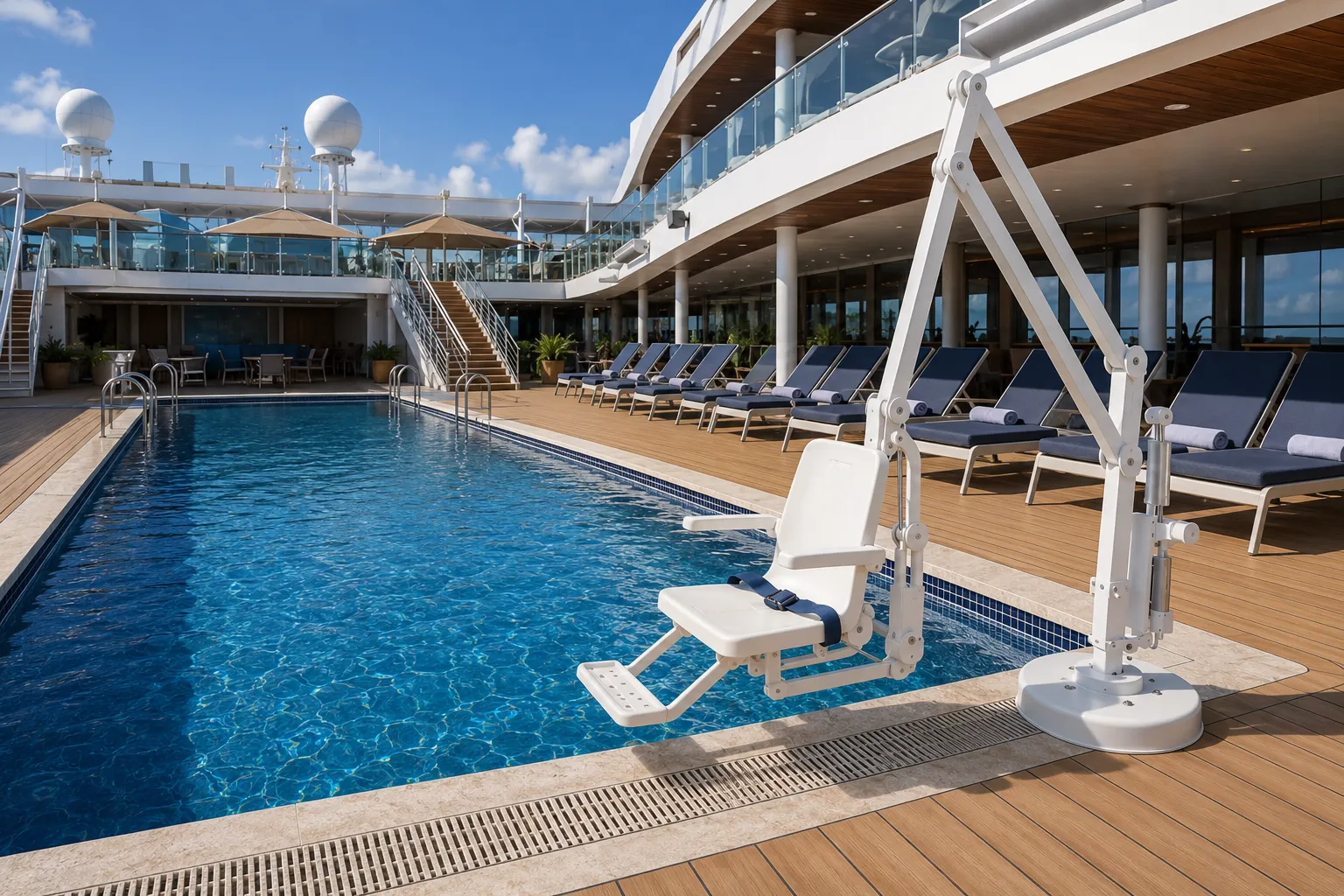 Cruise Ship Pool Hoists and Communal Facilities